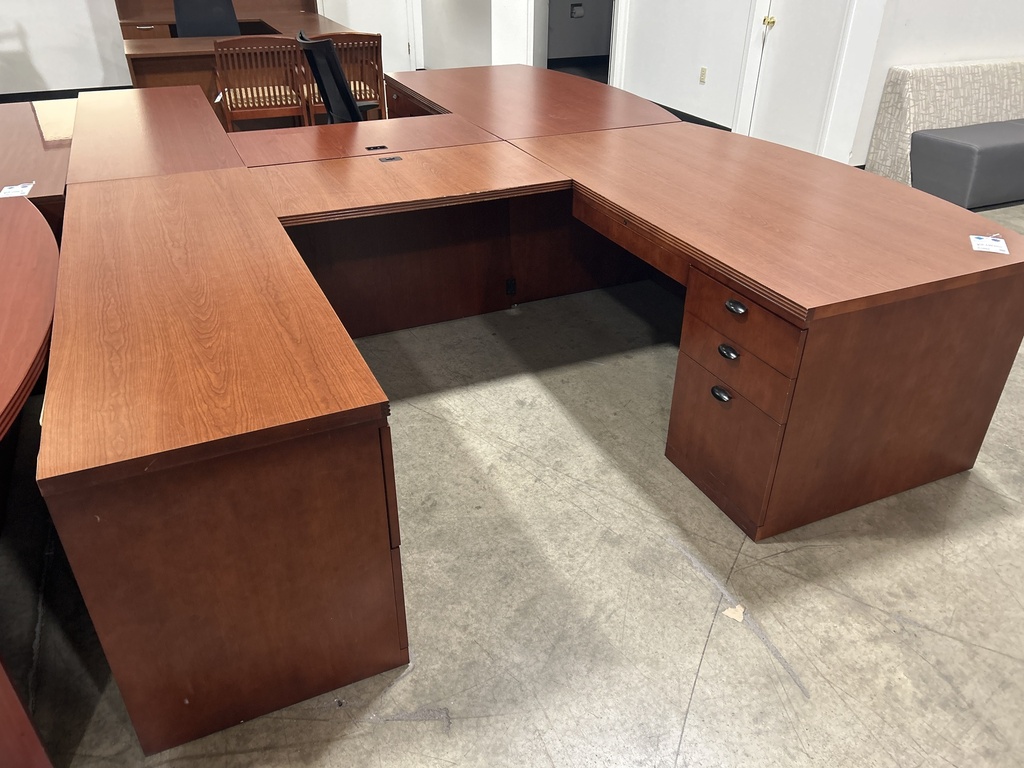 JSI - 72" U Shape Bow LH Cherry DBL Ped Desk