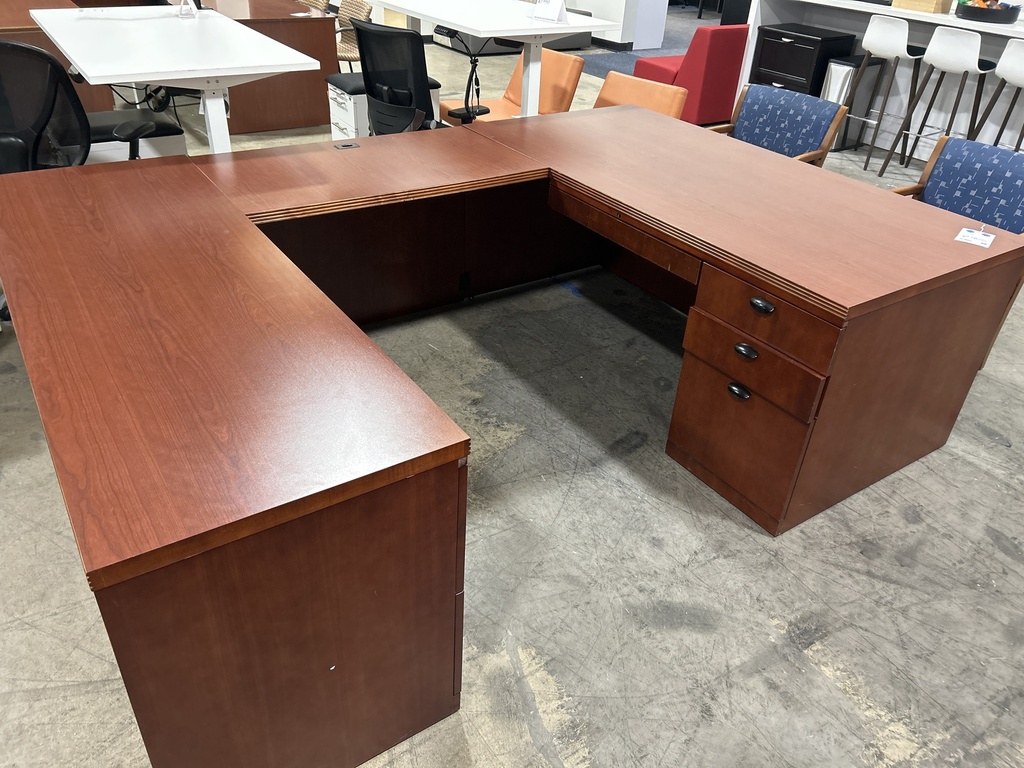 JSI - 72" U Shape LH Cherry DBL Ped Desk