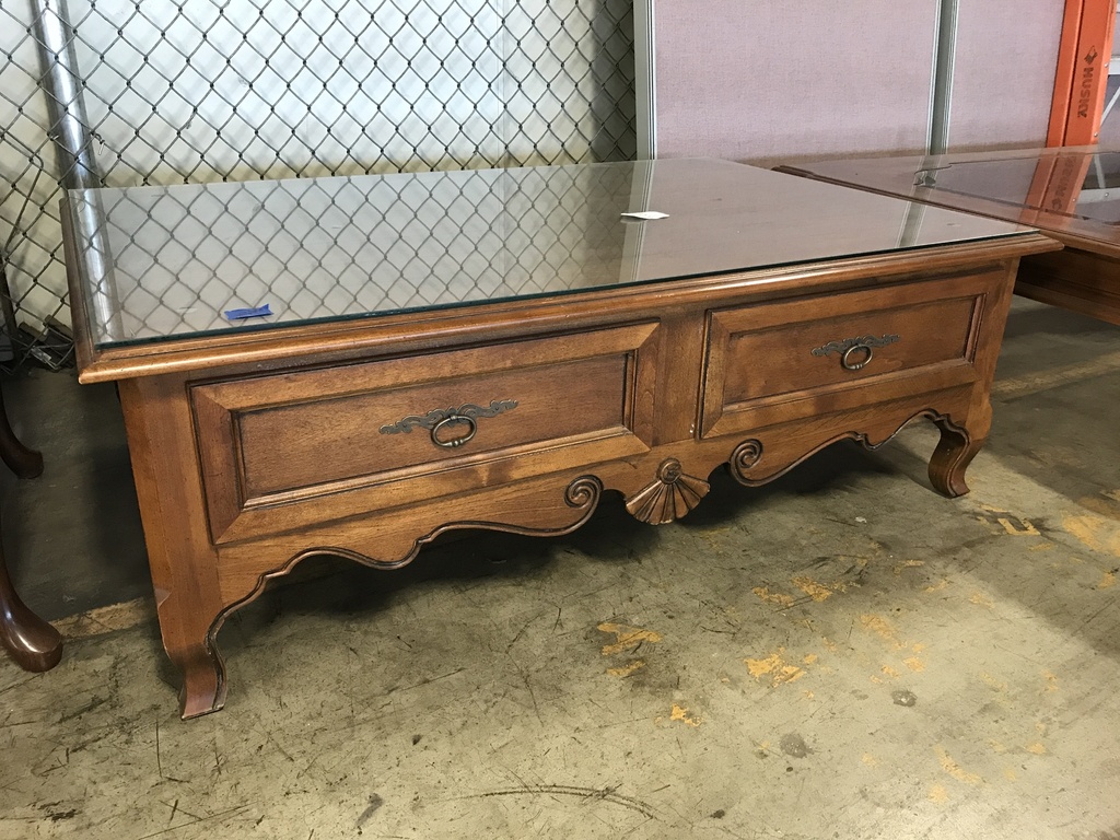 Wood  glass top coffee table 