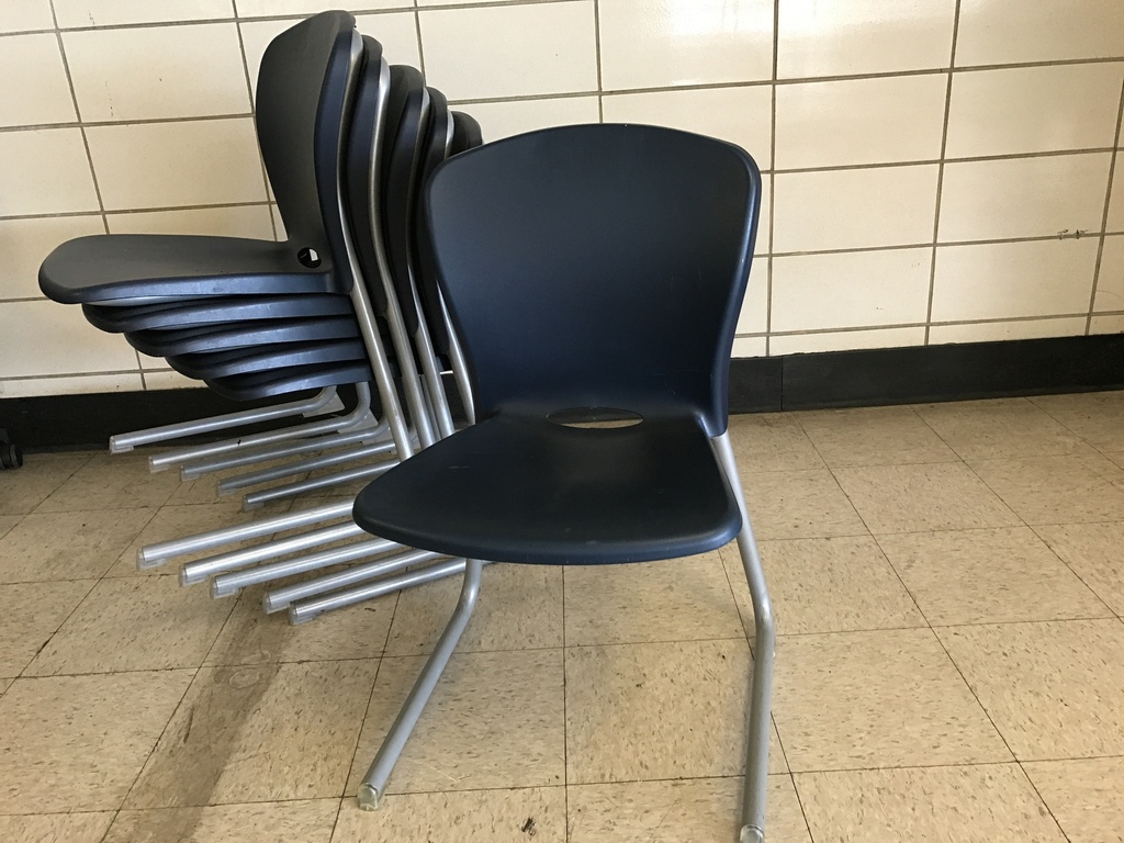 Blue Plastic Armless Stack Chair