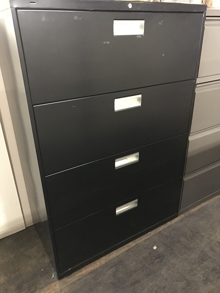 36" 4 Drawer Lateral Black