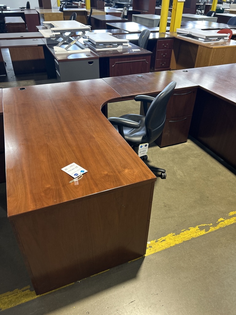 72" Double Ped Kimball RH L-Desk 36" Return 