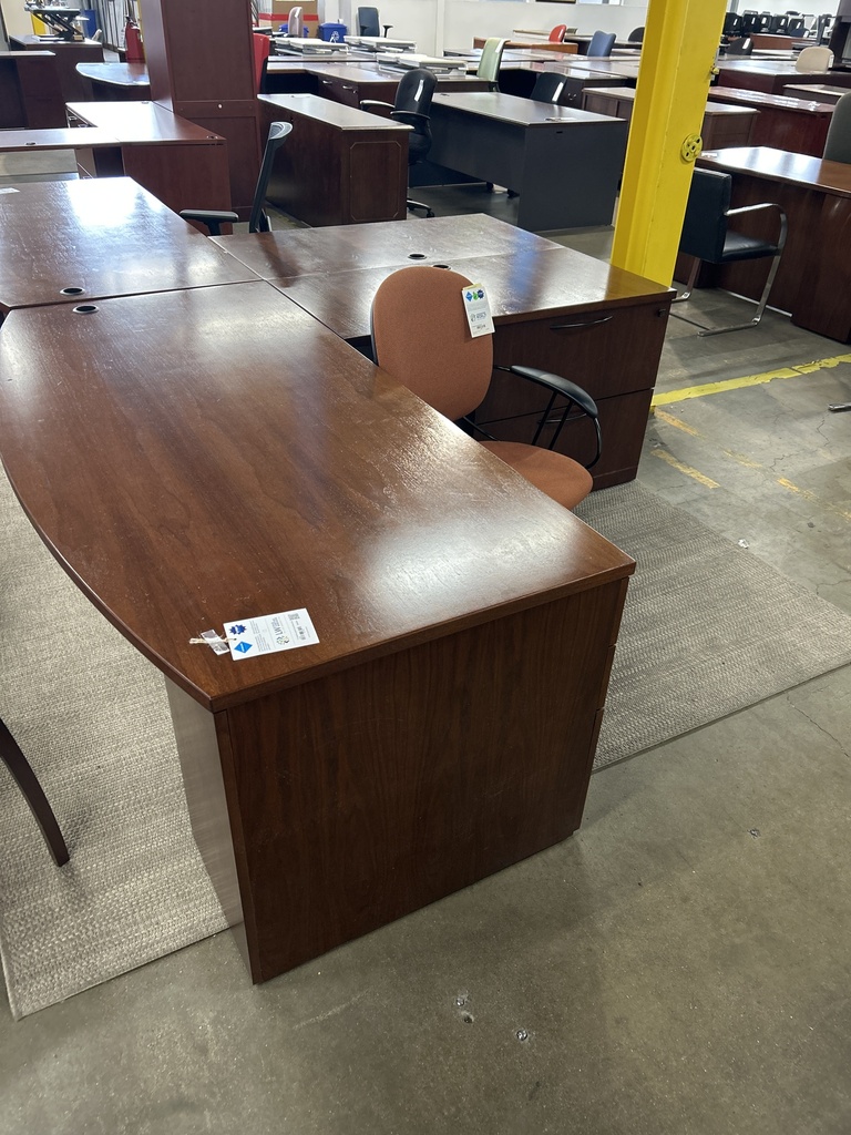 72" Kimball Bow Front RH L-Desk 48" Return With Lateral    