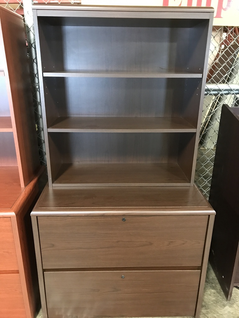 (2) Drawer Lateral with Hutch (walnut)