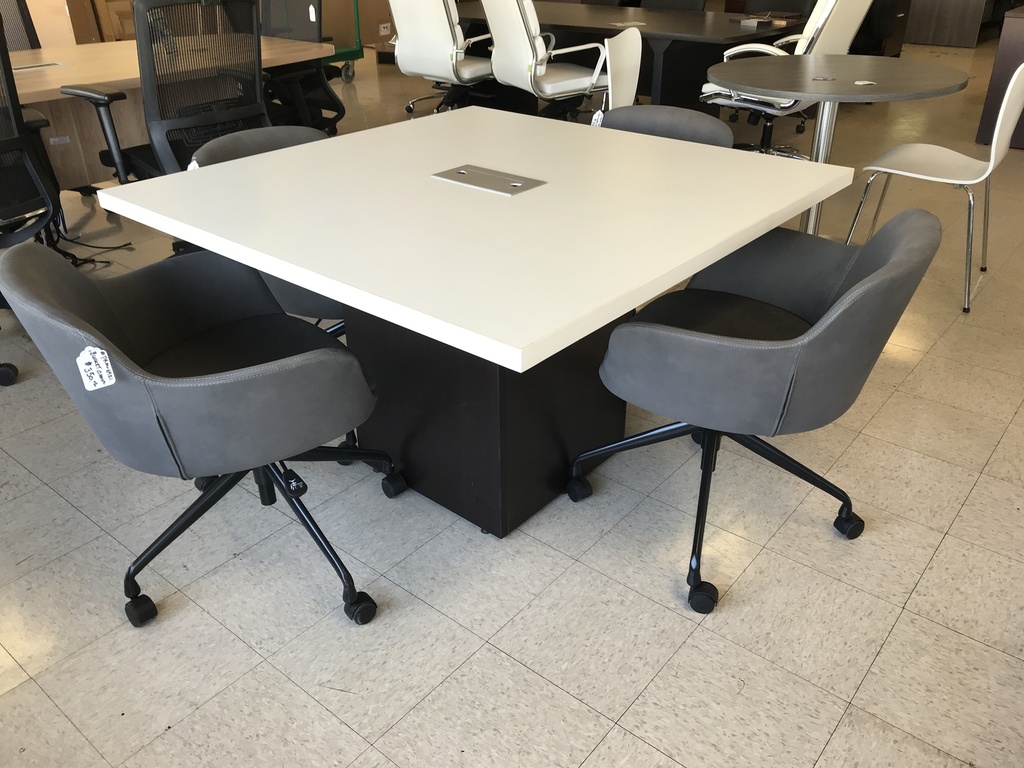 4x4 Cube Conference Table (white top/mocha base)