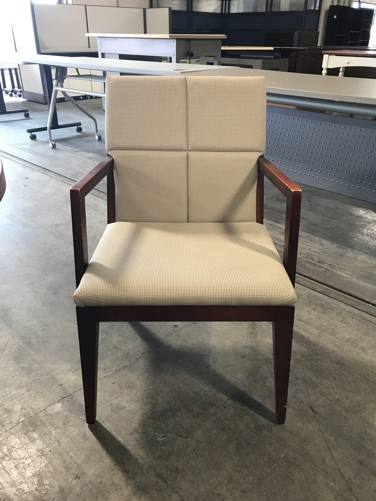 Cherry Frame Guest Chair Tan Dotted Fabric