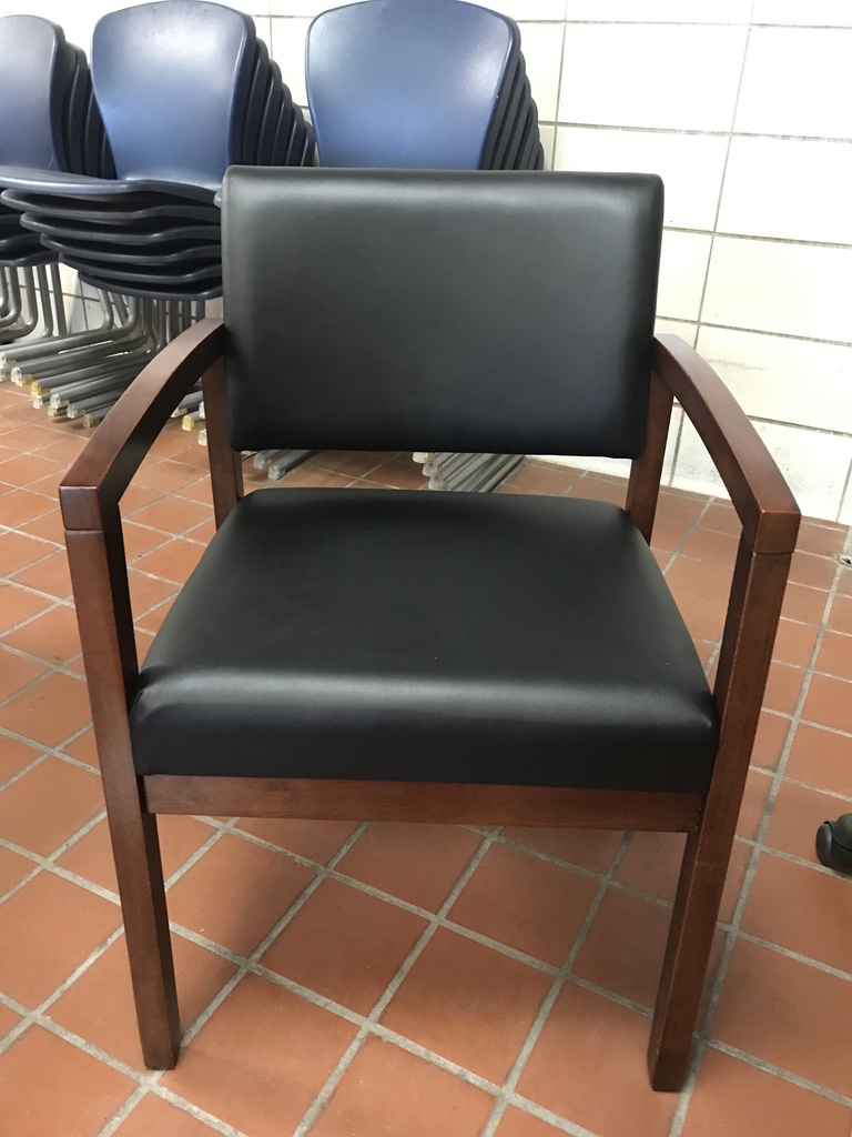 Black Vinyl Guest Chair wood frame