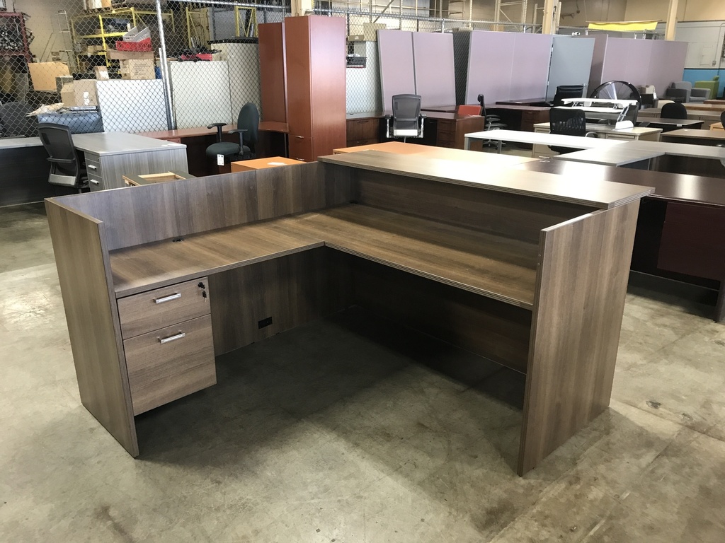 Cherryman 72” Reception L Desk walnut