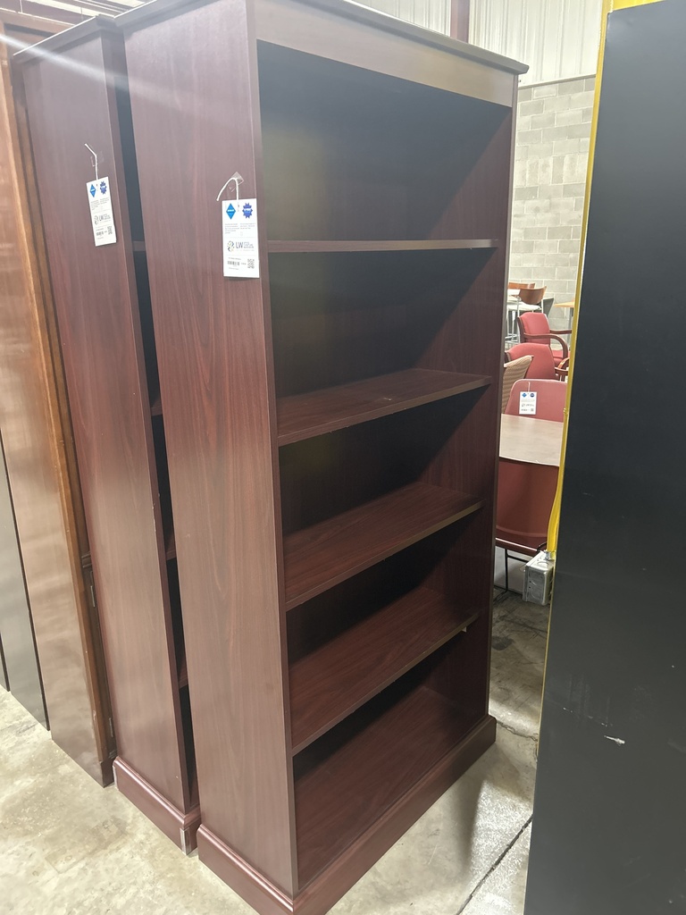 36x75 Mahogany 5 Shelf Bookcase