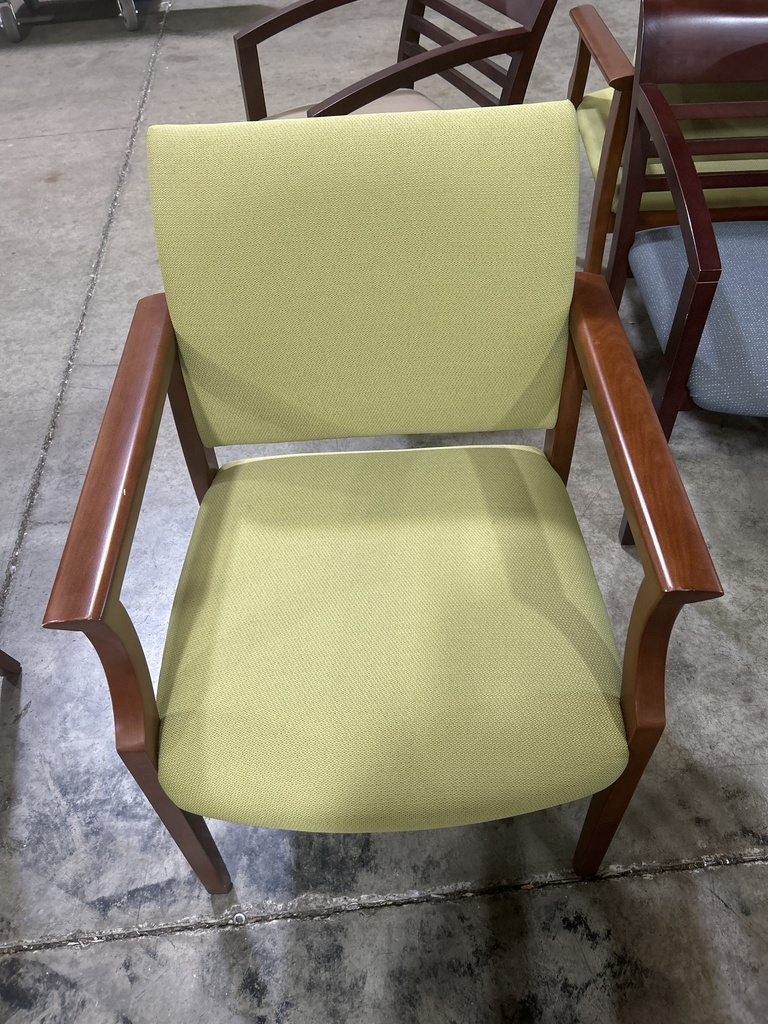 Wood Frame Guest Chair - Mahogany w/Green 