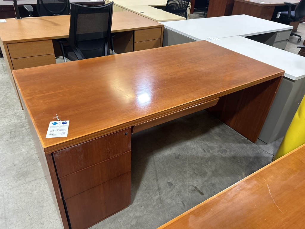 36x71 Light Cherry Single Ped Desk