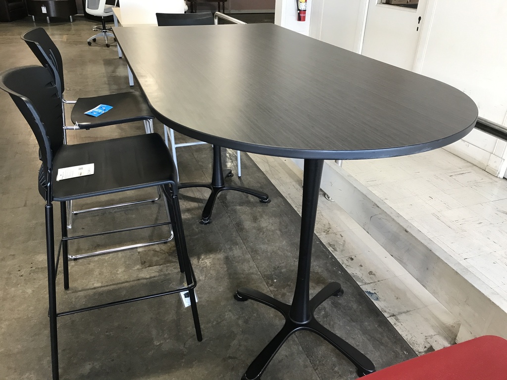 Safco 84in Cafe Height Table D shape grey 