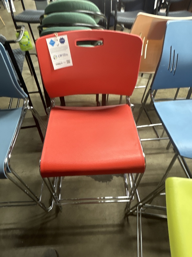 Red Plastic Stool With Handle