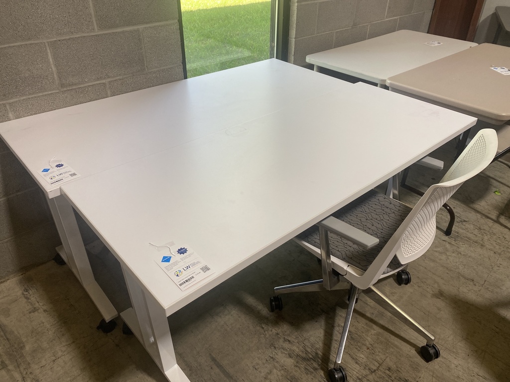 24x60" White Training Tables on Wheels