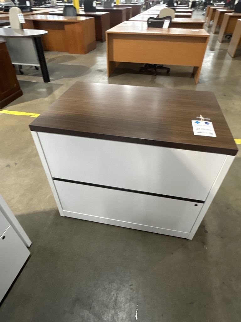 Hon 2 Drawer Lateral White W/Walnut Top 