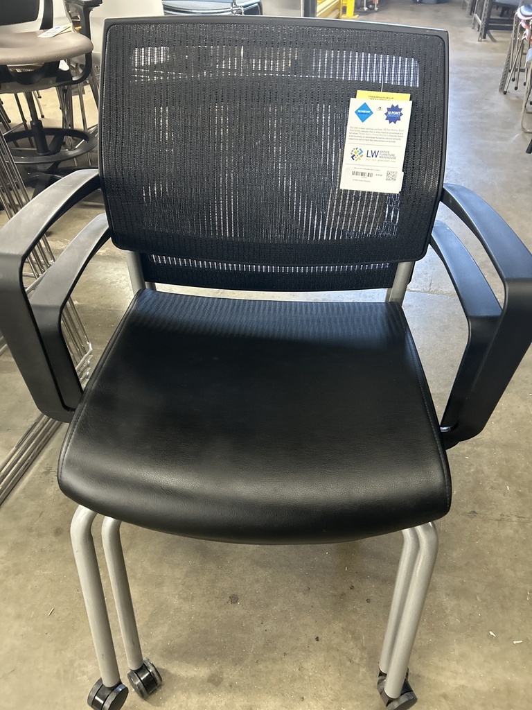 Black Sit on It Focus Side Chair W/Casters