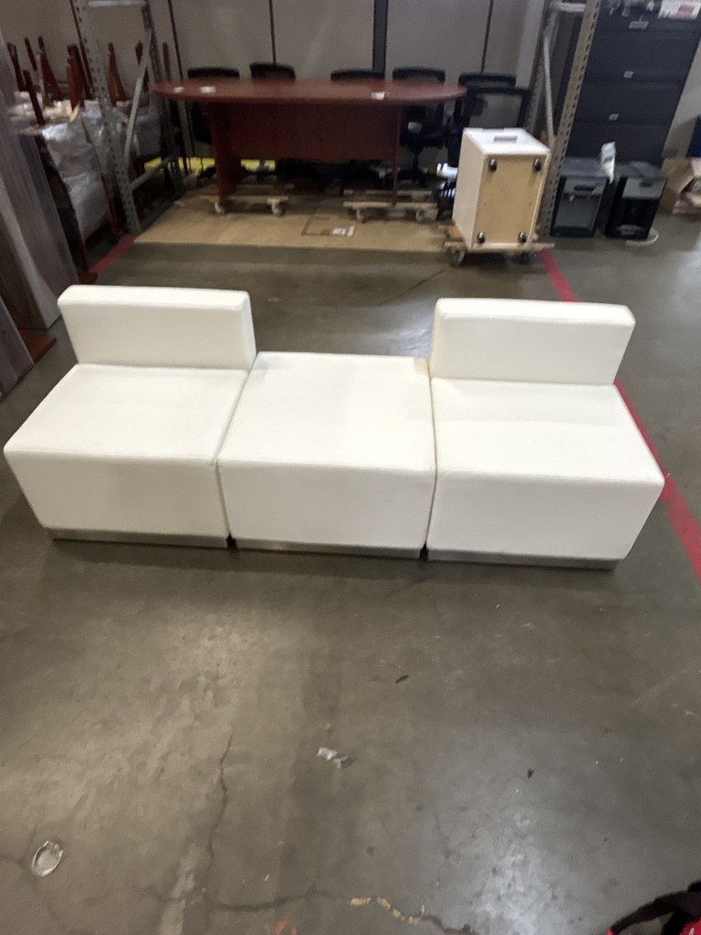 3pc White Belnick Sofa Bench