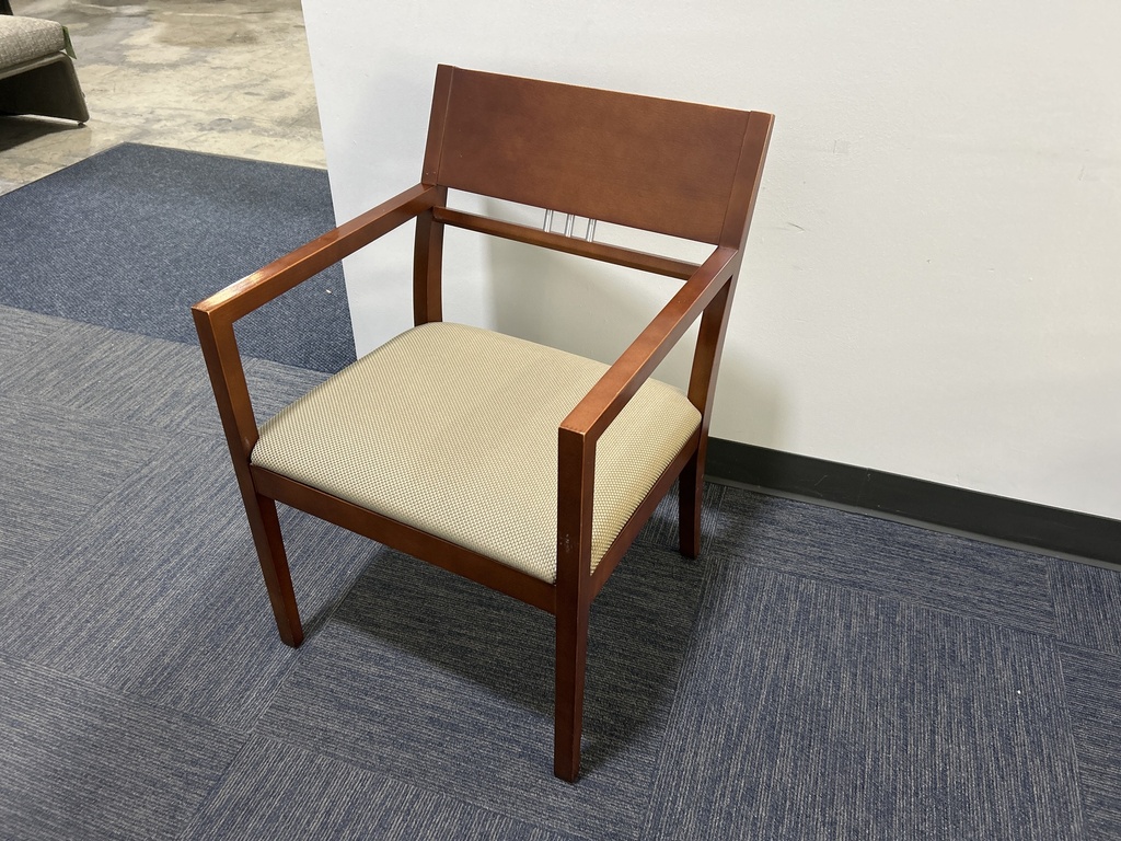 OFS Wood Guest Chair - Dark Cherry w/Tan Seat