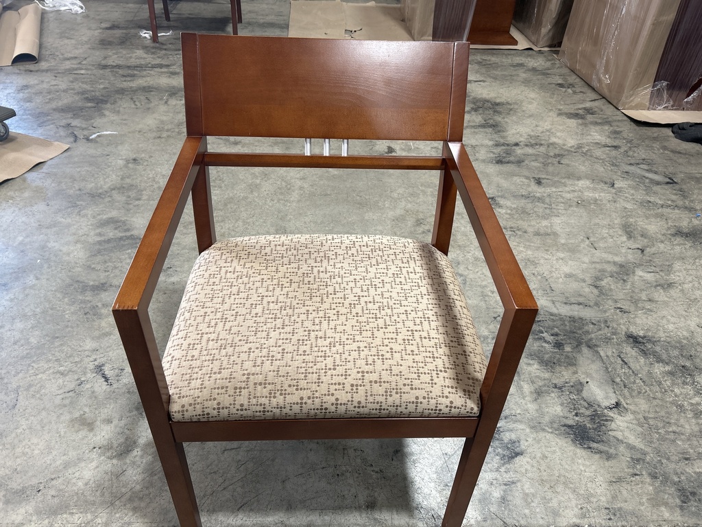 OFS Wood Guest Chair - Dark Cherry w/Dot Pattern Seat