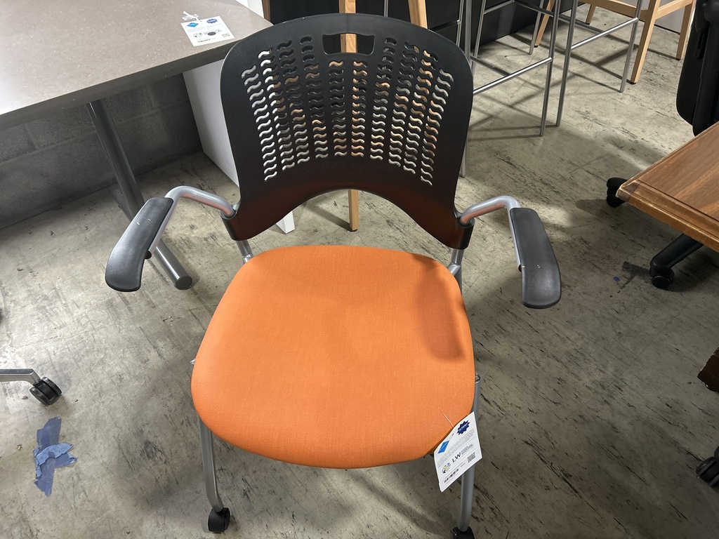 Safco Guest Chair - Orange Seat on Casters