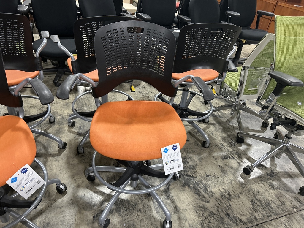 Safco Stool - Orange Seat on Casters 