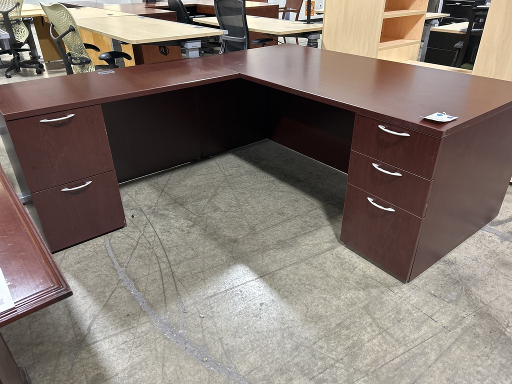 30x72 LH L Shape Mahogany Desk