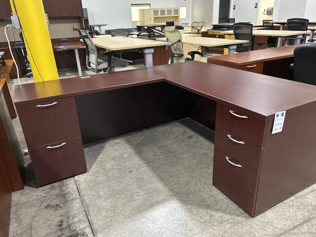 30x66 LH L Mahogany Desk