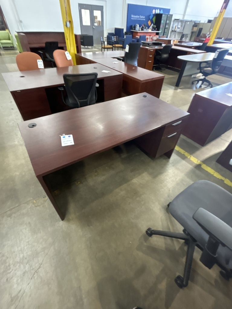 30x66 Single Ped Desk Mahogany 