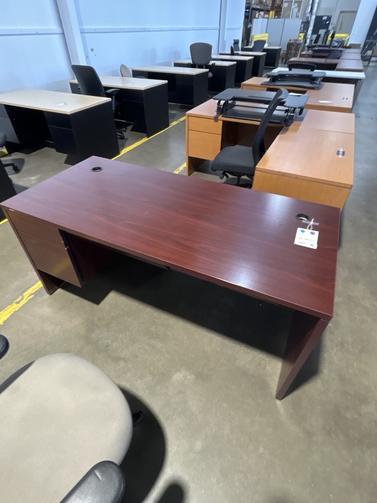 30x66 Hon Single Ped Desk Mahogany 