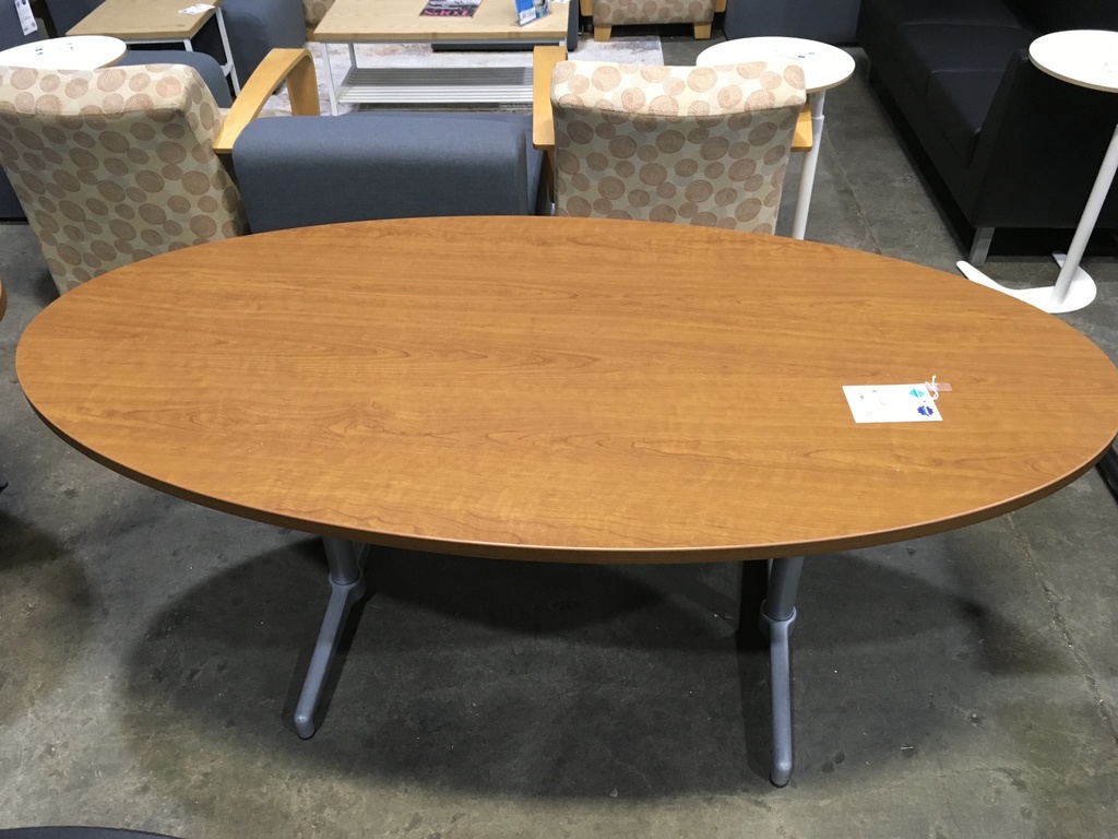 60" Cherry table with silver legs