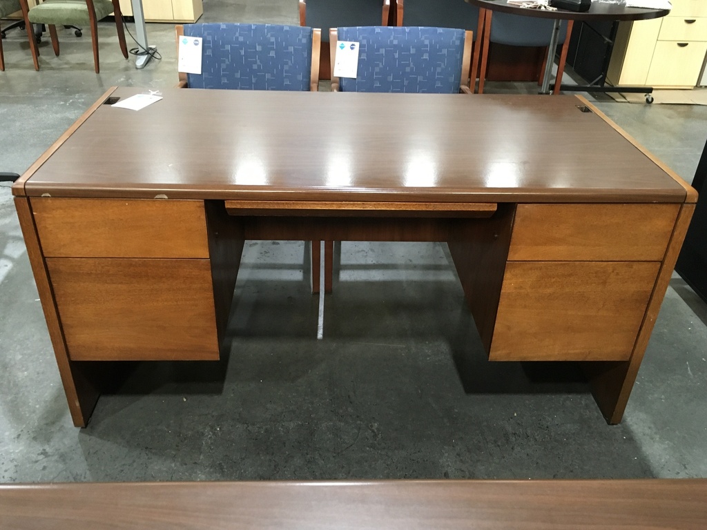 30x60 Walnut Desk DBL Ped