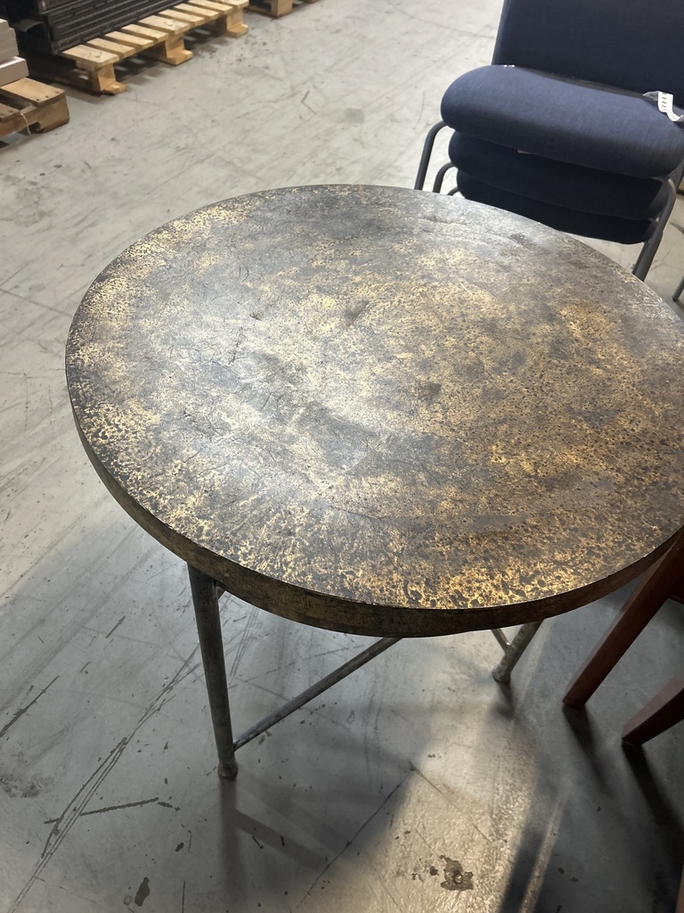 28" Round Gold Metal Side Table