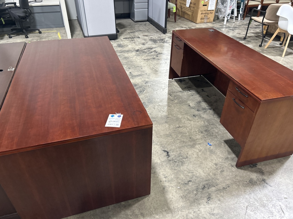 36x72 Paoli Desk and Credenza Set - Mahogany