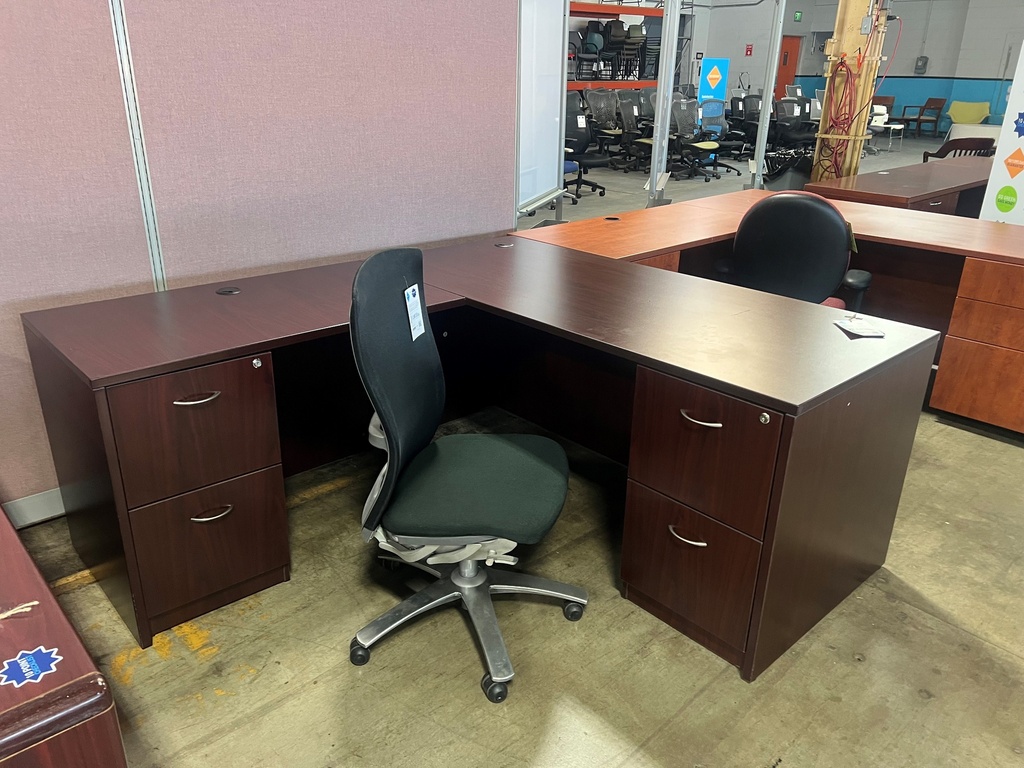 30x66x76 OTG L Shape Desk - LH Mahogany