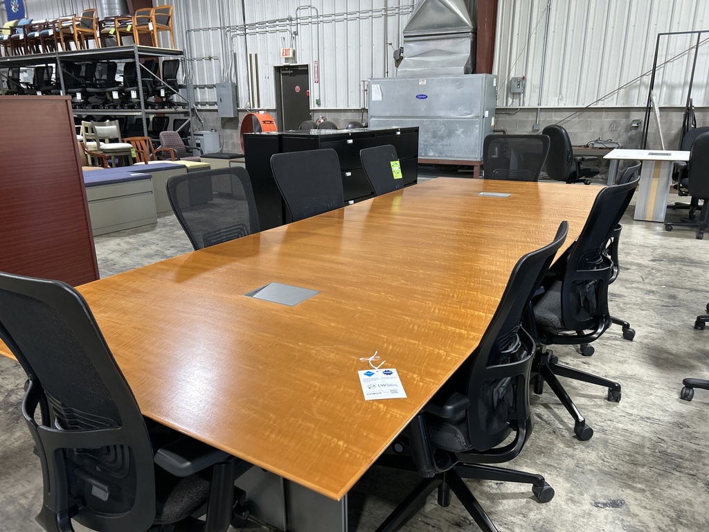 12ft Honey Conference Table w/power 