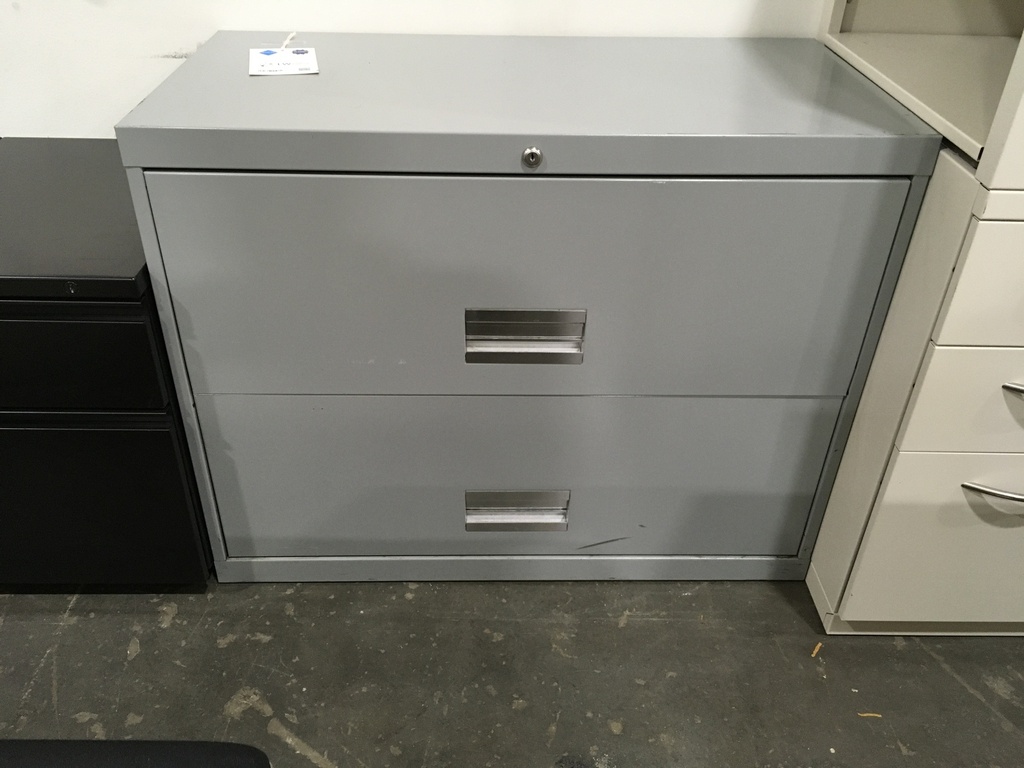 2 Drawer Grey Lateral File Cabinet