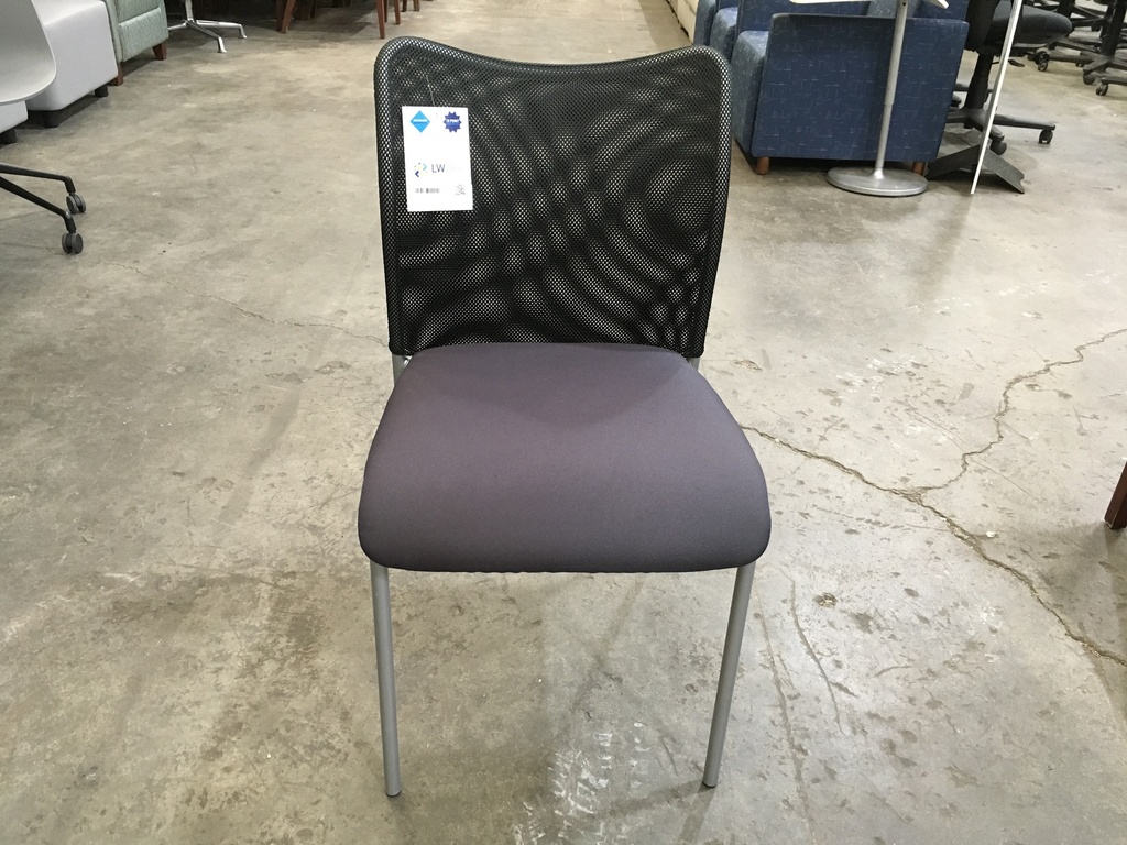 Grey Seat Black Mesh Stack Chair