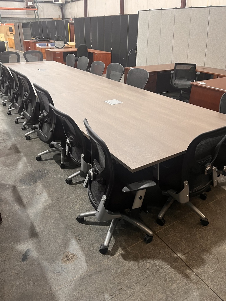 19 ft Conference table Herman Miller silver legs walnut top