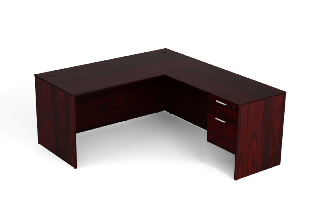 Euroline 30x60 Sgl Ped L Desk LH Mahogany