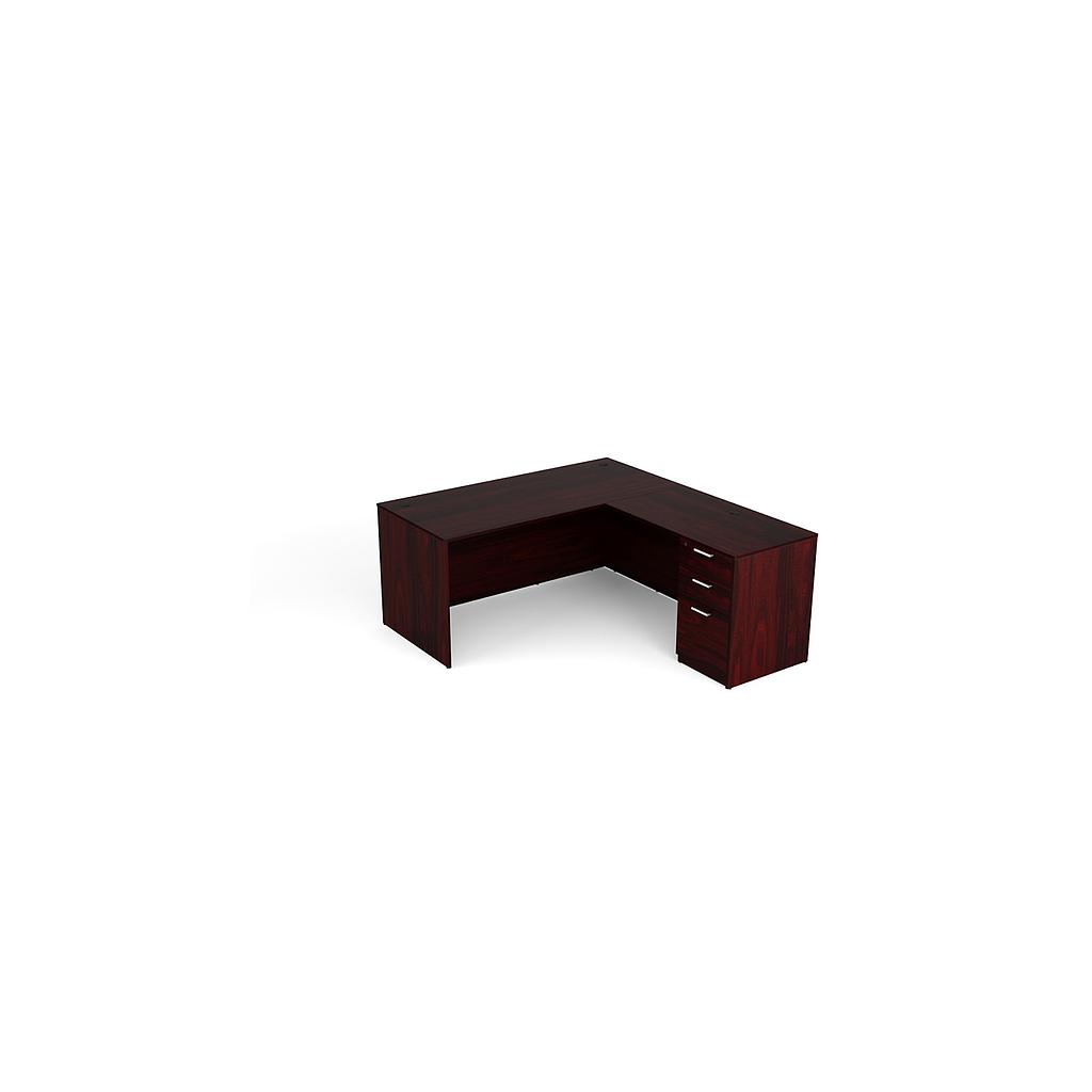 Euroline 30x60 Sgl Ped L Desk RH Mahogany