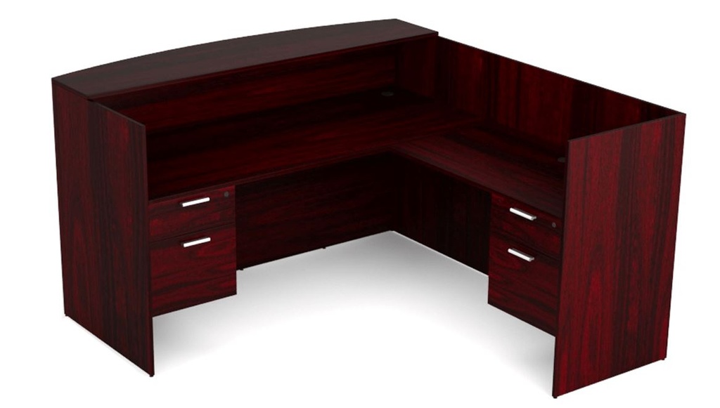 Euroline Reception Desk LH return Dbl Ped Mahogany