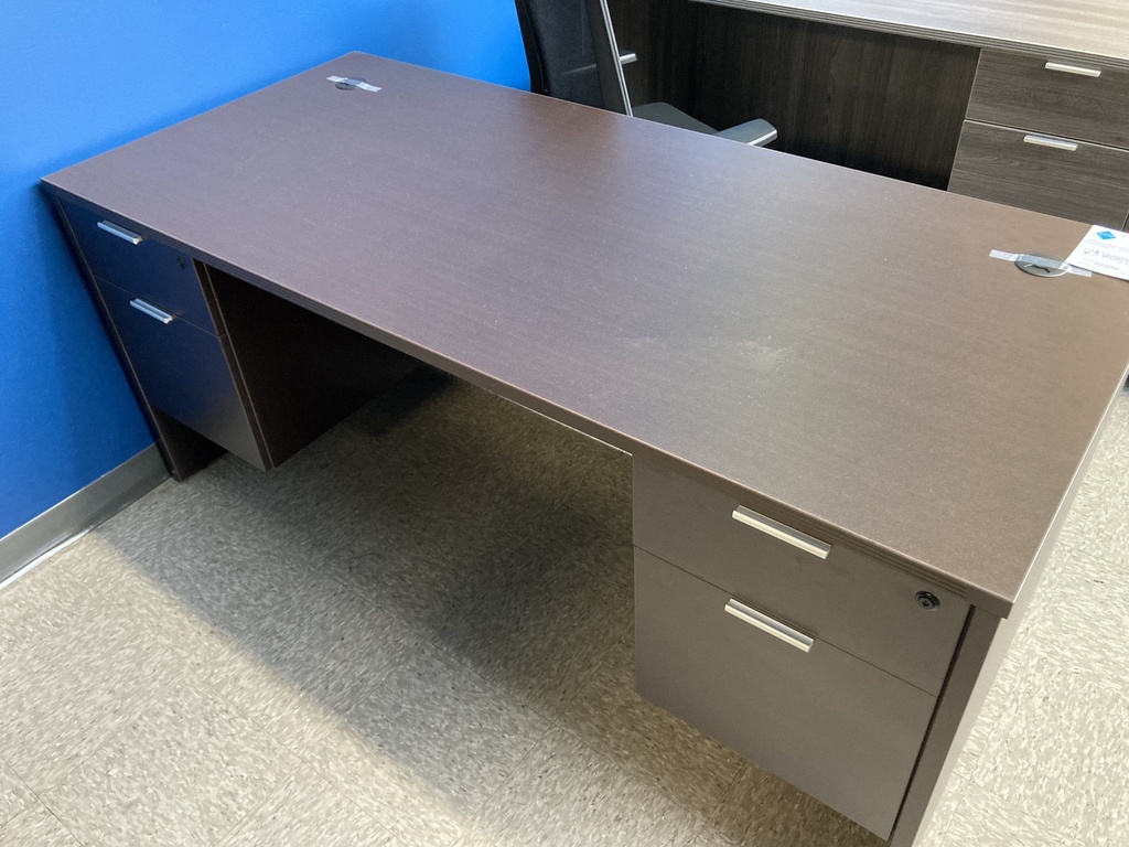 Euroline 30x66 Dbl Ped Desk Espresso