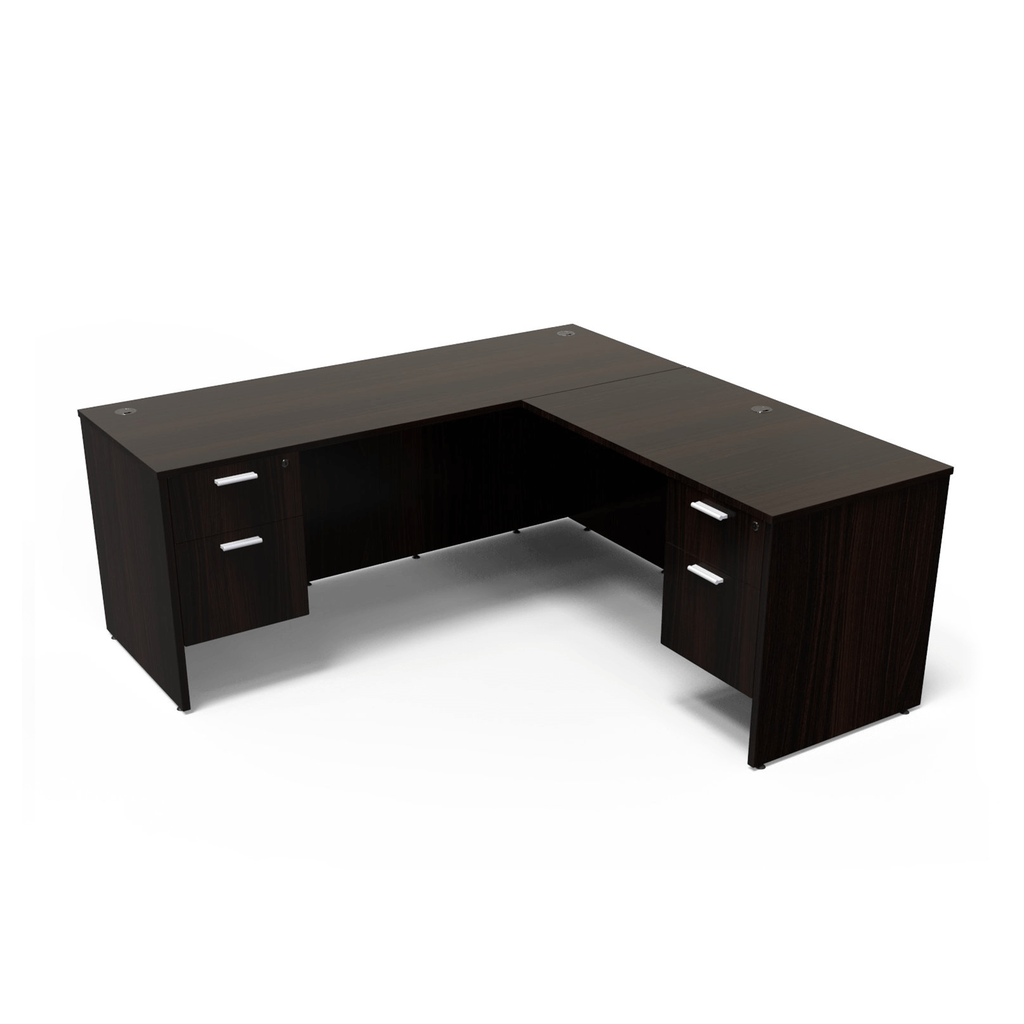 Euroline 30x66 Dbl Ped L Desk LH Espresso