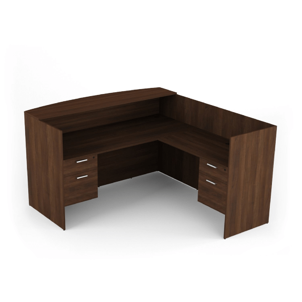 Euroline Reception Desk RH return Dbl Ped Walnut