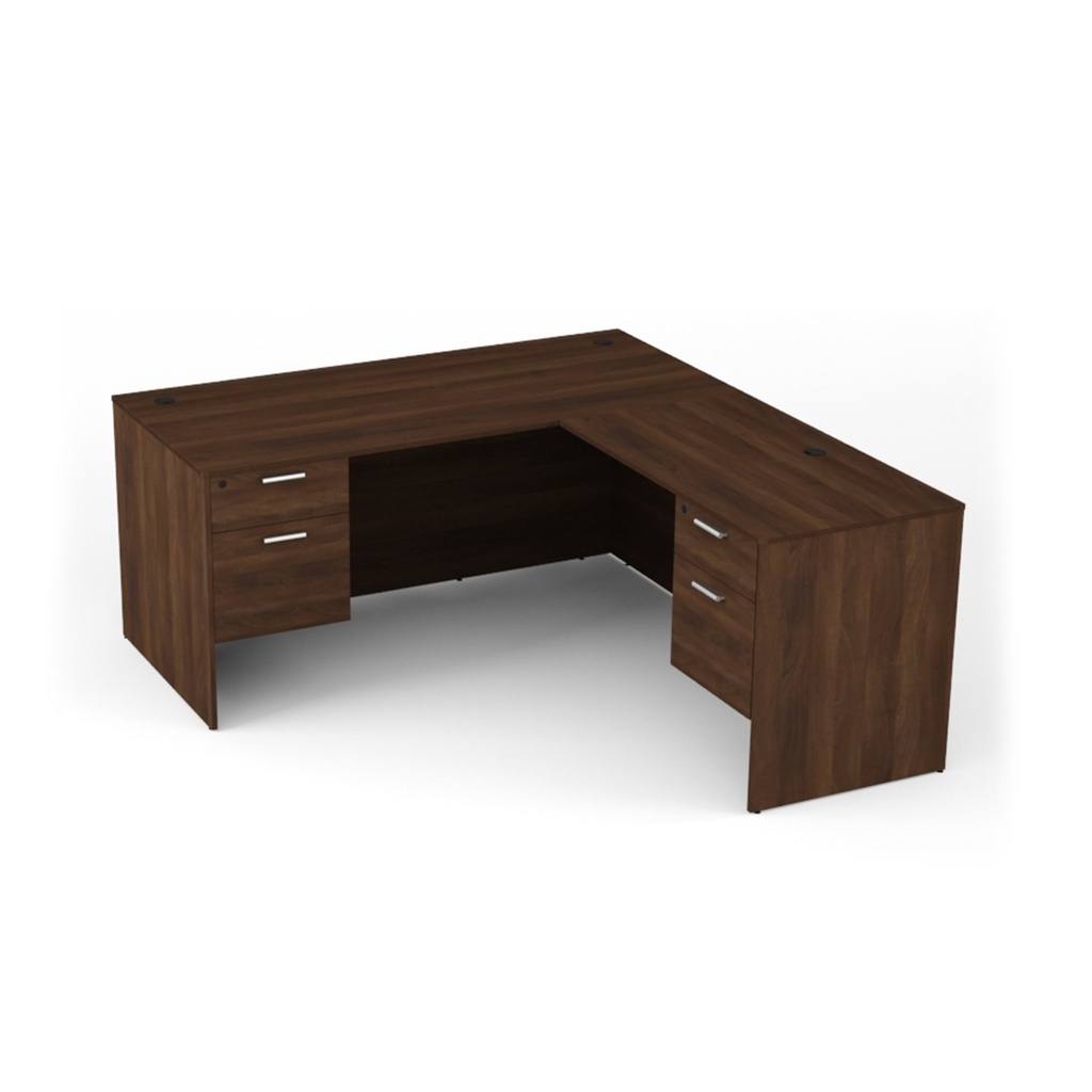 Euroline 30x66 Dbl Ped L Desk RH Walnut