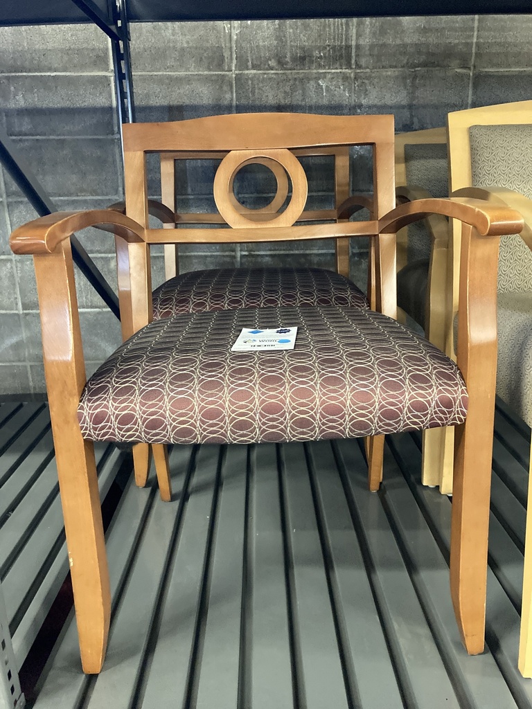 Circle Patterned Cloth w/ Honey Arms/Back Side Chair