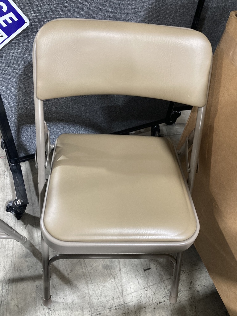 Vinyl Folding Chair Beige  New *List $78*