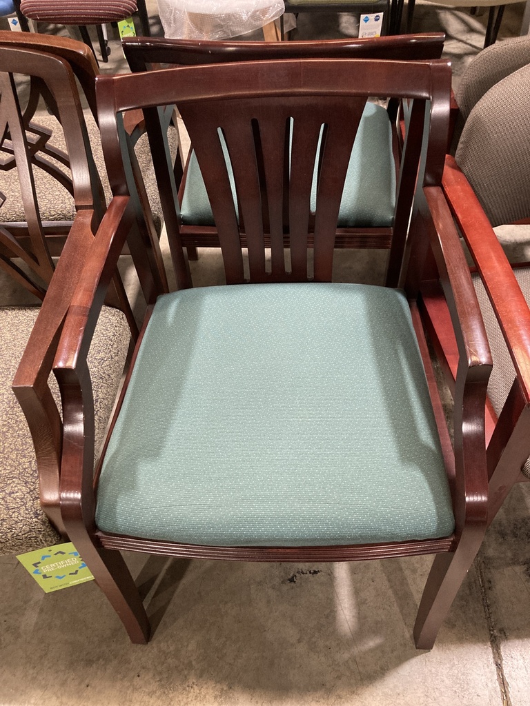 Espresso Frame, Green Fabric Guest Chair