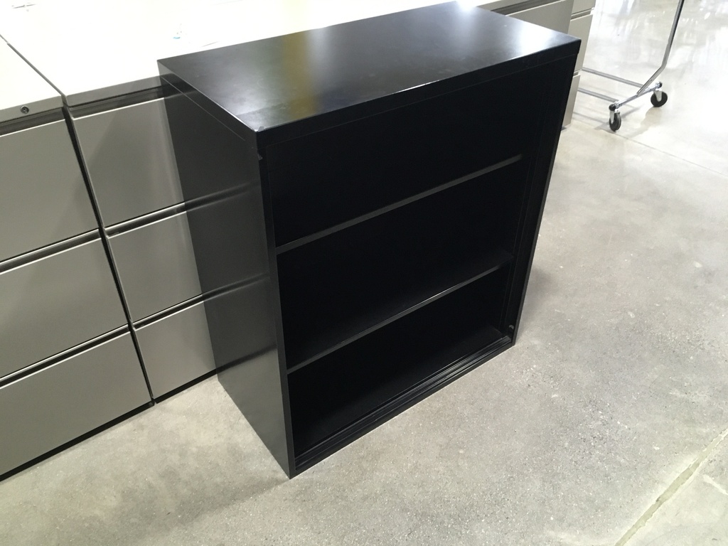 3 Shelf Black Metal Bookcase