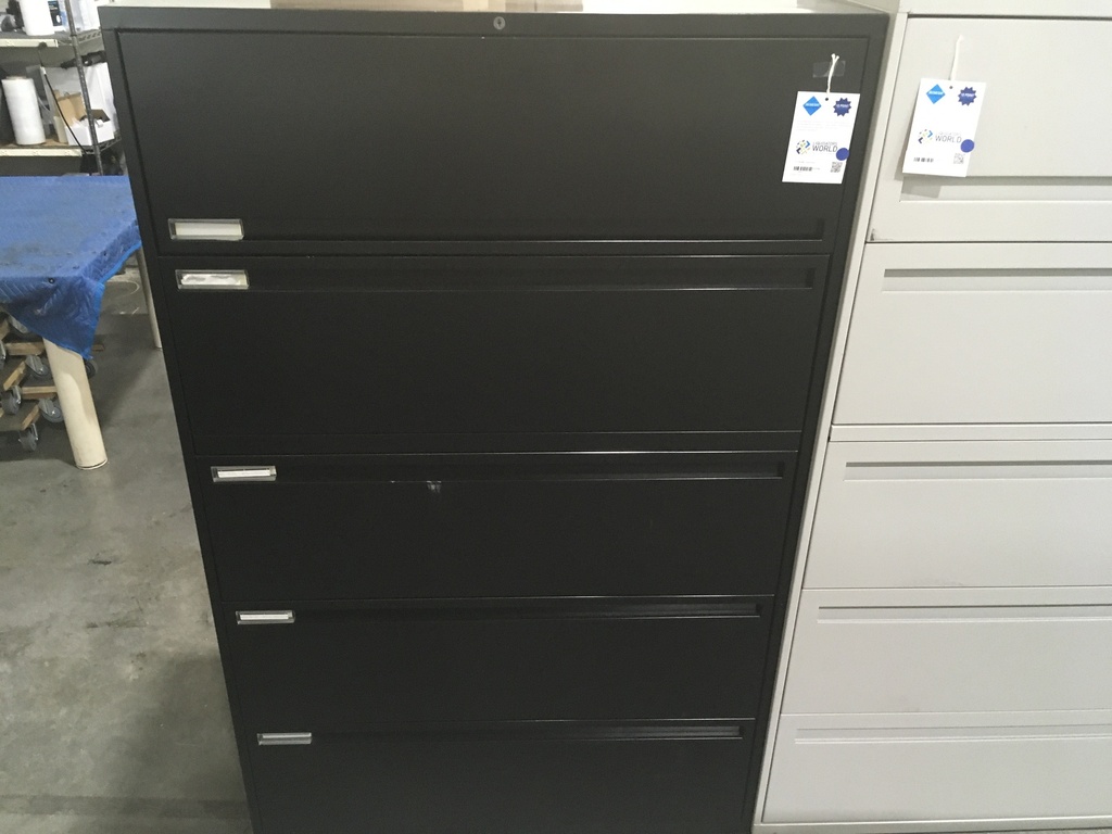 42" Wide Black 5 drawer lateral